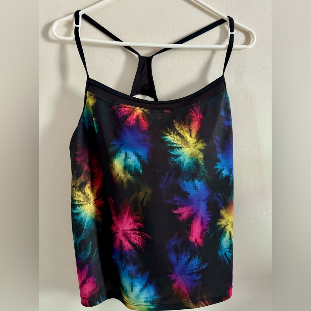 Speedo Women’s Athletic Swim Tank Top Pink Black Bathing Suit Racer Back Plus XL